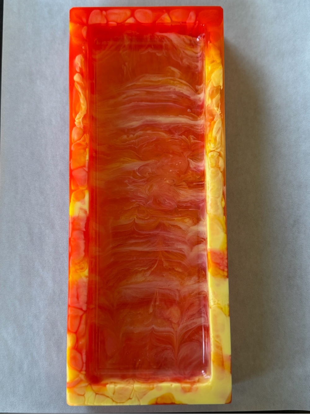 Handcrafted Orange and Yellow Resin Decorative Tray